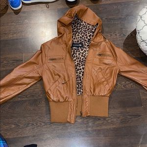 Brown cheetah leather jacket